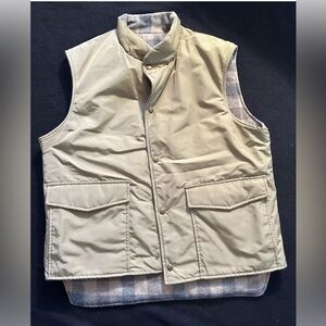 Woolrich Lined Vest Mens L Plaid Wool Sleeveless Snap Closure Outdoor